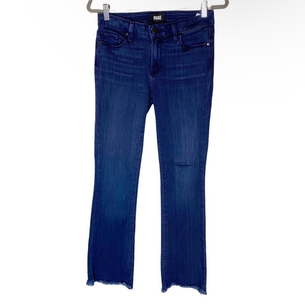 PAIGE Manhattan Raw Hem Bootcut Jeans in Delphi 28 Petite